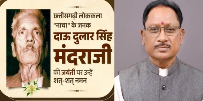 नाचा के जनक दाऊ दुलार सिंह मंदराजी की जयंती पर मुख्यमंत्री साय ने किया नमन