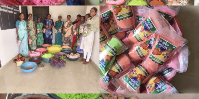 राष्ट्रीय ग्रामीण आजीविका मिशन से महिलाओं को मिली नई पहचान: हर्बल गुलाल निर्माण से आत्मनिर्भर बनीं झाटीबिन की दीदियां…..