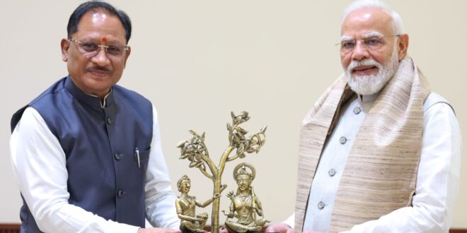 प्रधानमंत्री नरेंद्र मोदी से मुख्यमंत्री विष्णु देव साय ने की भेंट,छत्तीसगढ़ के विकास और ‘बस्तर विजन’ पर हुई विस्तृत चर्चा