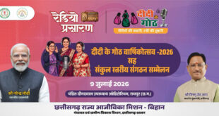 माननीय मुख्यमंत्री महोदय की गरिमामयी उपस्थिति में मनाया जाएगा “दीदी के गोठ” का वार्षिकोत्सव…..