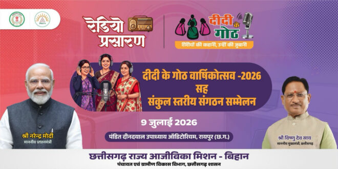 माननीय मुख्यमंत्री महोदय की गरिमामयी उपस्थिति में मनाया जाएगा “दीदी के गोठ” का वार्षिकोत्सव…..