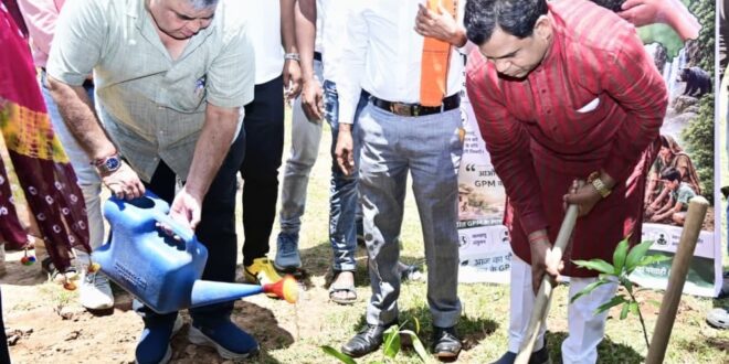 प्रभारी मंत्री राजेश अग्रवाल ने किया पौधरोपण, हरेली पर हरित जीपीएम का संकल्प…..