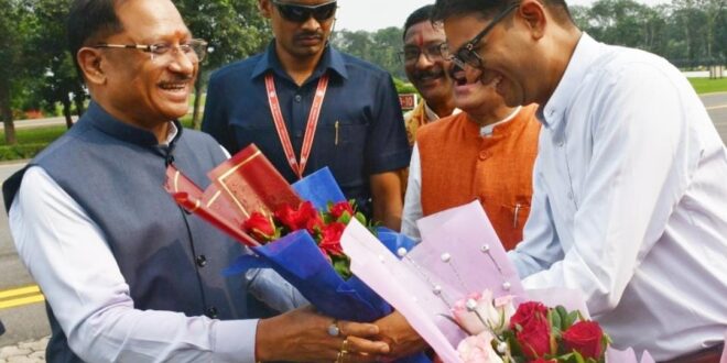 रायगढ़ पहुंचने पर मुख्यमंत्री विष्णुदेव साय का हुआ भव्य स्वागत…..