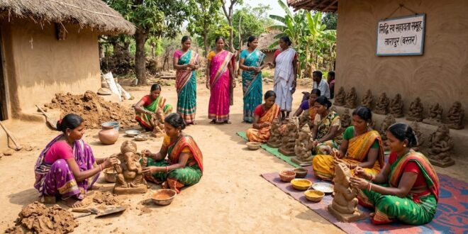 गणेशोत्सव में बस्तर की महिलाओं का कमाल, इको-फ्रेंडली मूर्तियां बेचकर कमाए 1.80 लाख रुपये….